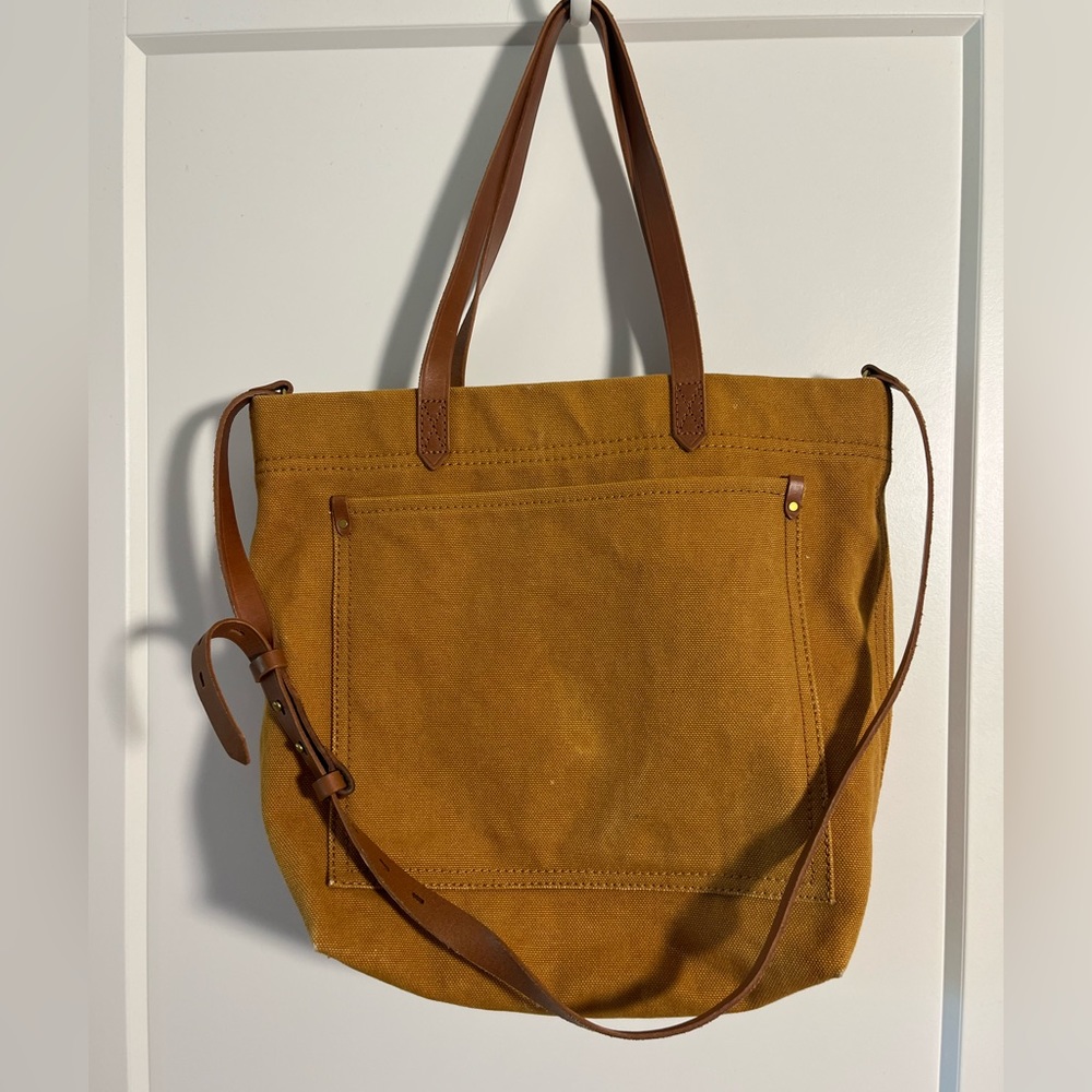 Madewell Transport Medium Tote Mustard tan Color Canvas Shoulder Bag
